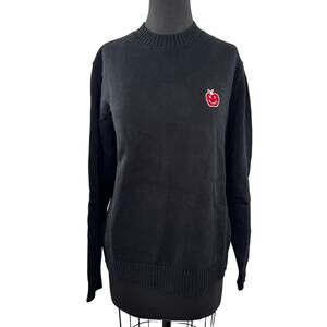 NYON New York or Nowhere Mascot Black Sweater Ribbed Knit Crew Neck Medium M NEW